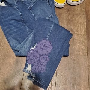 Lane Bryant Lace distressed ankle jeans
